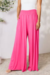 Smocked Waistband Wide Leg Pants with Pockets