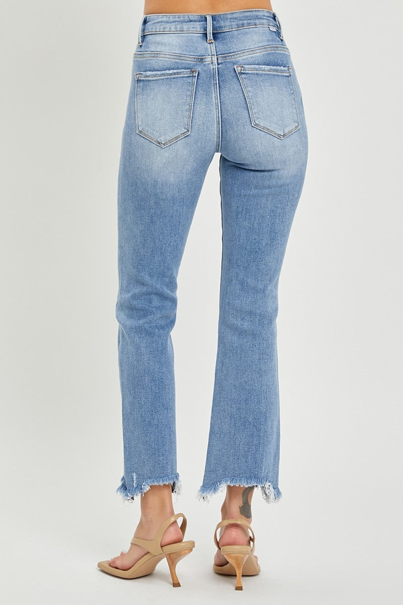 RISEN Frayed Hem Cropped Jeans