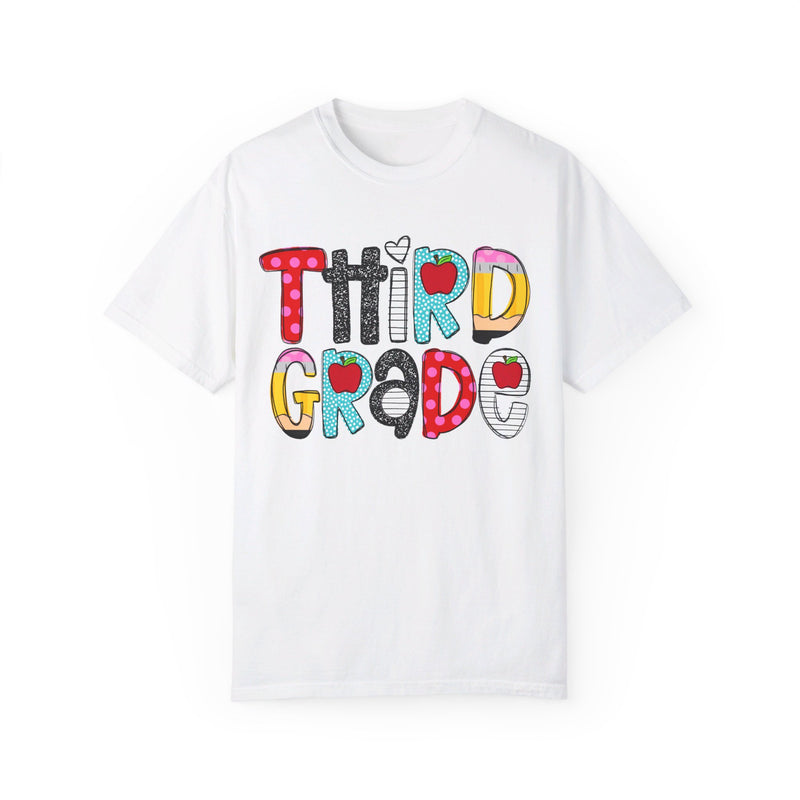 THIRD GRADE School Font Comfort Colors Tee