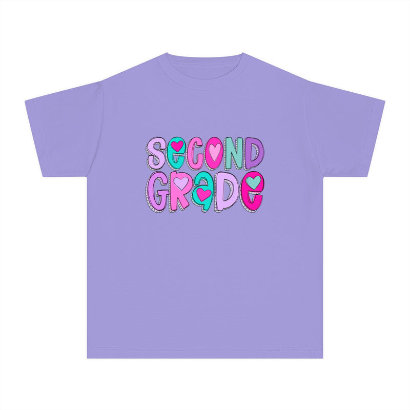 YOUTH Second Grade Heart Font Comfort Colors Tee