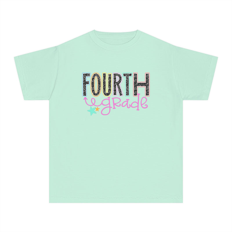 YOUTH Fourth Grade Notebook Font Comfort Colors Tee