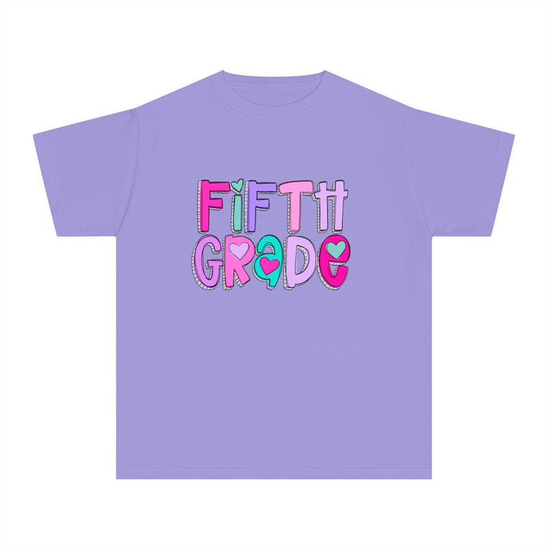 YOUTH Fifth Grade Heart Font Comfort Colors Tee