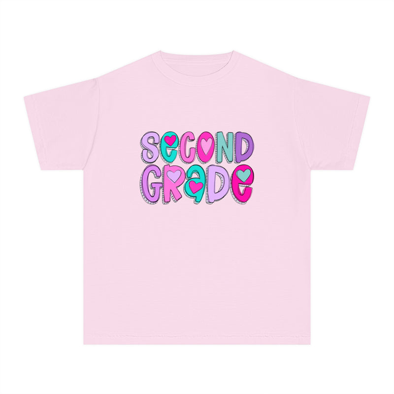 YOUTH Second Grade Heart Font Comfort Colors Tee