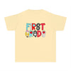 YOUTH First Grade School Font Comfort Colors Tee