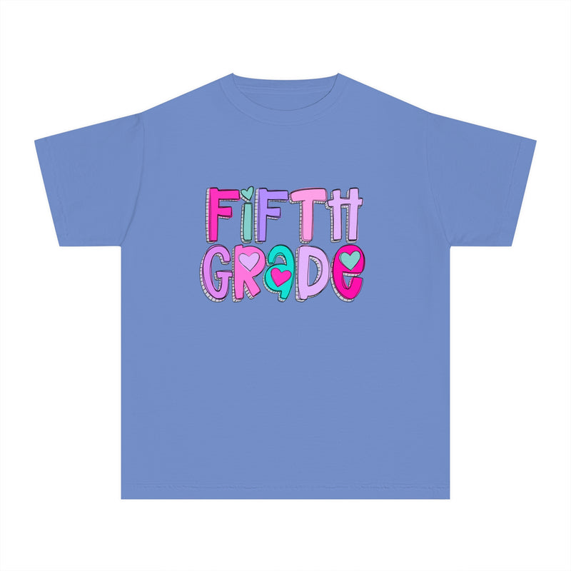 YOUTH Fifth Grade Heart Font Comfort Colors Tee