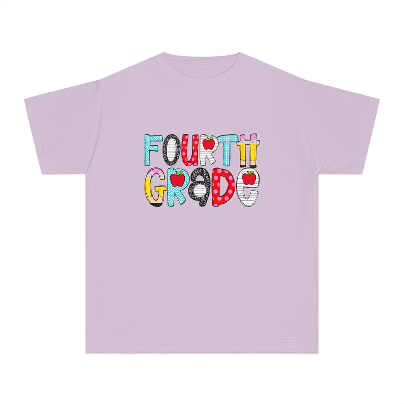 YOUTH Fourth Grade School Font Comfort Colors Tee