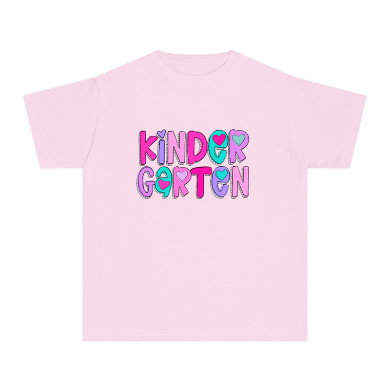 YOUTH Kindergarten Heart Font Comfort Colors Tee