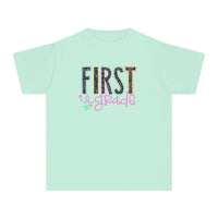 YOUTH First Grade Notebook Font Comfort Colors Tee