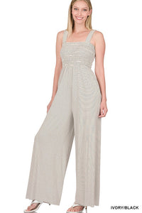 Smocked Top Striped Jumpsuit