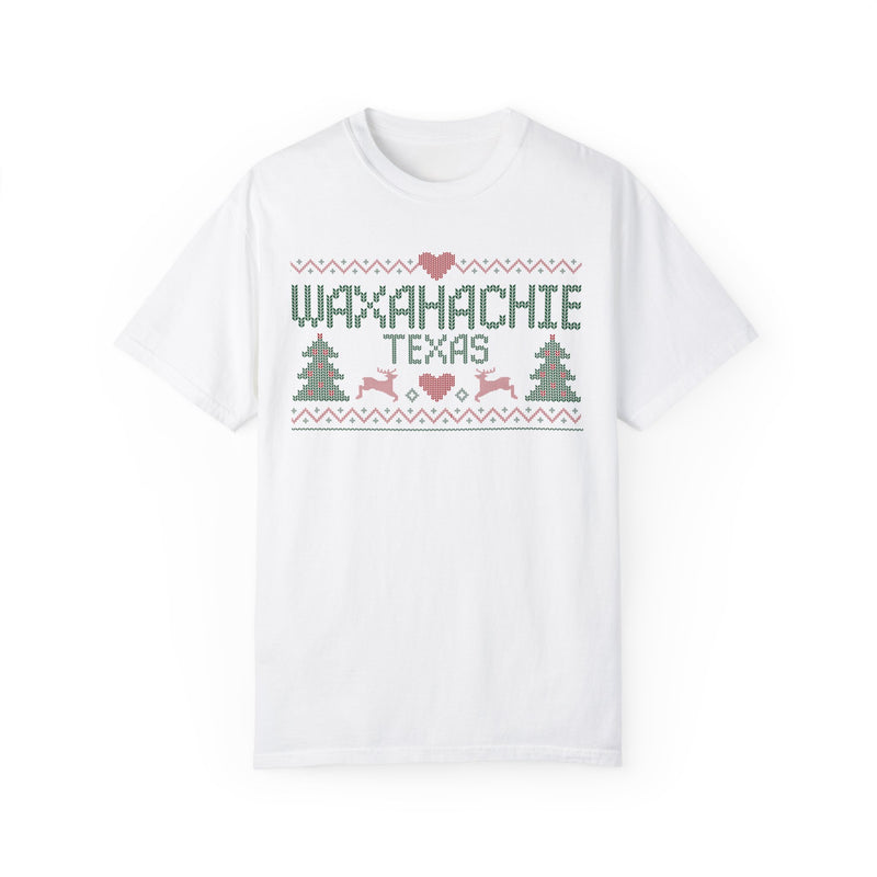 Waxahachie Texas Sweater Lettering Comfort Colors Tee