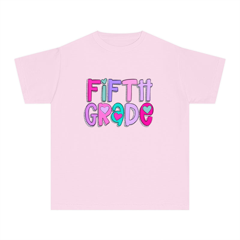 YOUTH Fifth Grade Heart Font Comfort Colors Tee