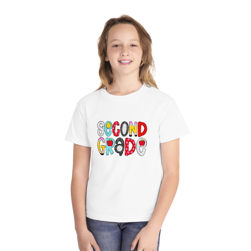 YOUTH Second Grade School Font Comfort Colors Tee