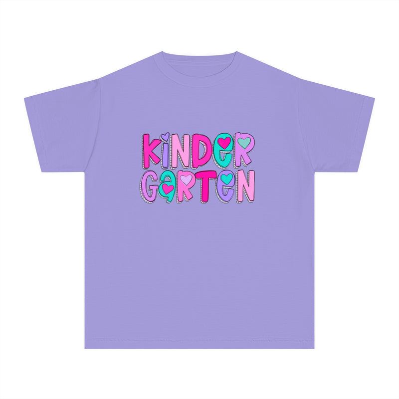 YOUTH Kindergarten Heart Font Comfort Colors Tee