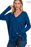 Plus V-Neck Front Seam Sweater