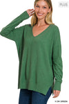 Plus V-Neck Front Seam Sweater