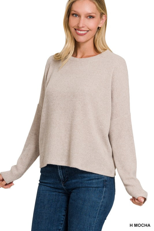 Ribbed Dolman Long Sleeve Top