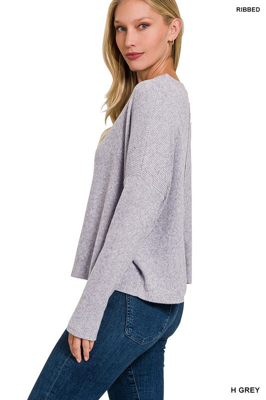 Ribbed Dolman Long Sleeve Top