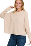 Ribbed Dolman Long Sleeve Top