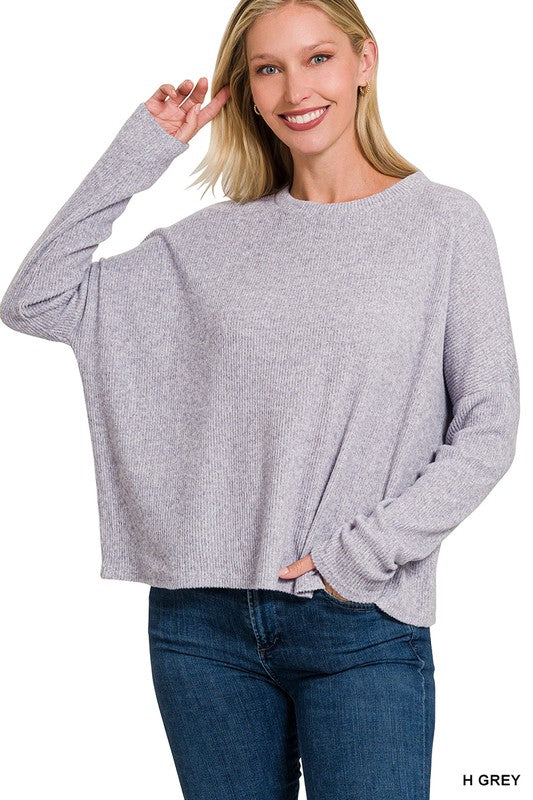 Ribbed Dolman Long Sleeve Top