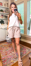 Acid Wash Fleece Drawstring Shorts with Pockets