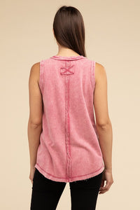 Vintage Washed Sleeveless Henley Top