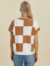 Checkered Short Sleeve Sweater