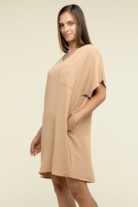 Woven Airflow V-Neck Dress