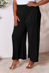 Smocked Waistband Wide Leg Pants with Pockets