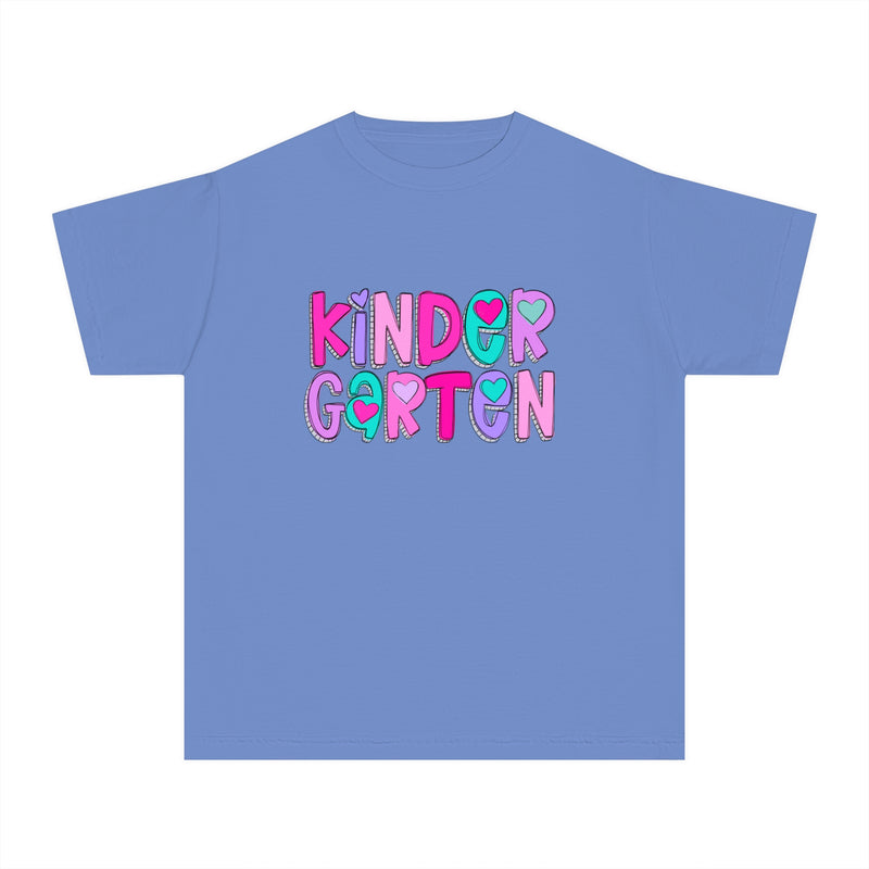 YOUTH Kindergarten Heart Font Comfort Colors Tee