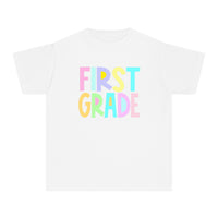 YOUTH FIRST Grade Pastel Font Comfort Colors Tee