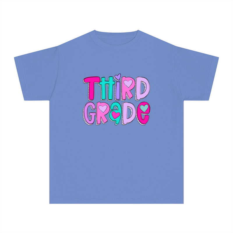 YOUTH Third Grade Heart Font Comfort Colors Tee