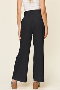 Smocked Waist Wide Leg Gauze Pants