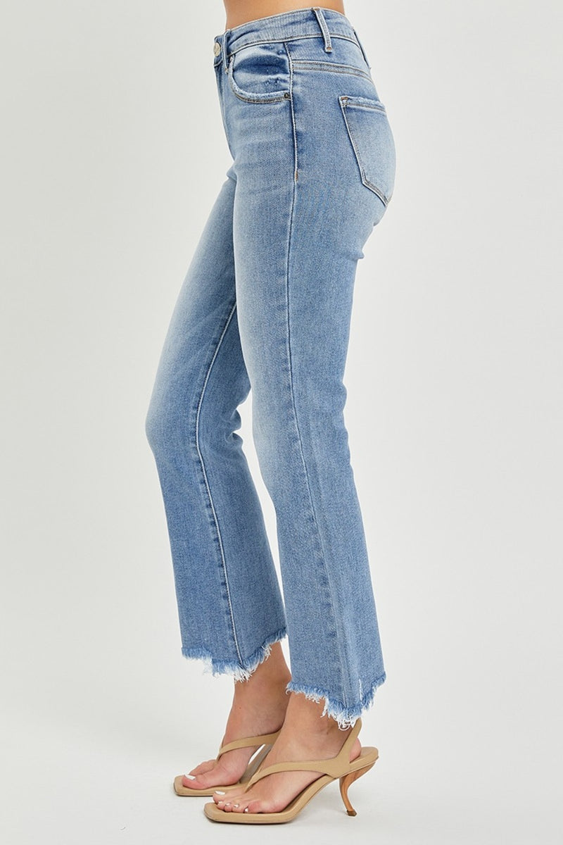 RISEN Frayed Hem Cropped Jeans