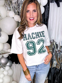 HACHIE '92 Boxy Crop Short Sleeve Sweatshirt in Ivory