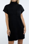 Mock Neck Short Sleeve Sweater Dress