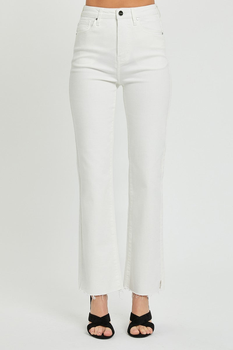 RISEN White Tummy Control Straight Leg Jeans