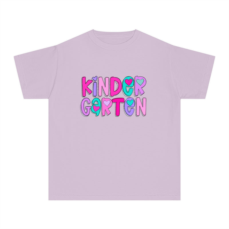 YOUTH Kindergarten Heart Font Comfort Colors Tee