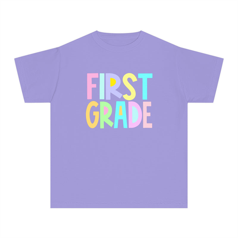 YOUTH FIRST Grade Pastel Font Comfort Colors Tee