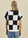 Checkered Short Sleeve Sweater