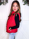 Zip Up Puffer Vest with Pockets in Red