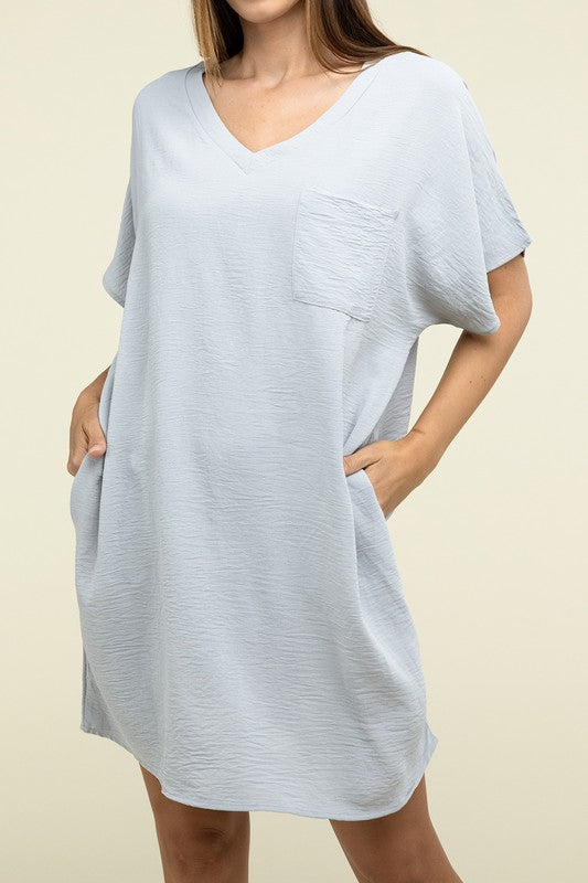 Woven Airflow V-Neck Dress