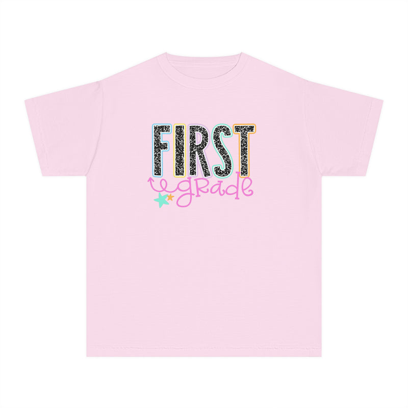 YOUTH First Grade Notebook Font Comfort Colors Tee