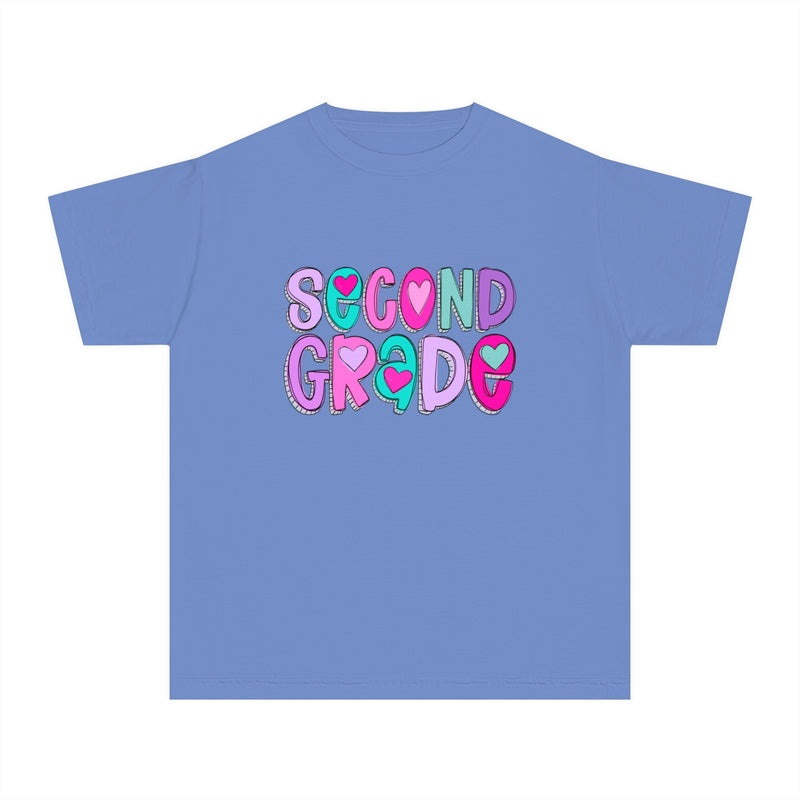 YOUTH Second Grade Heart Font Comfort Colors Tee