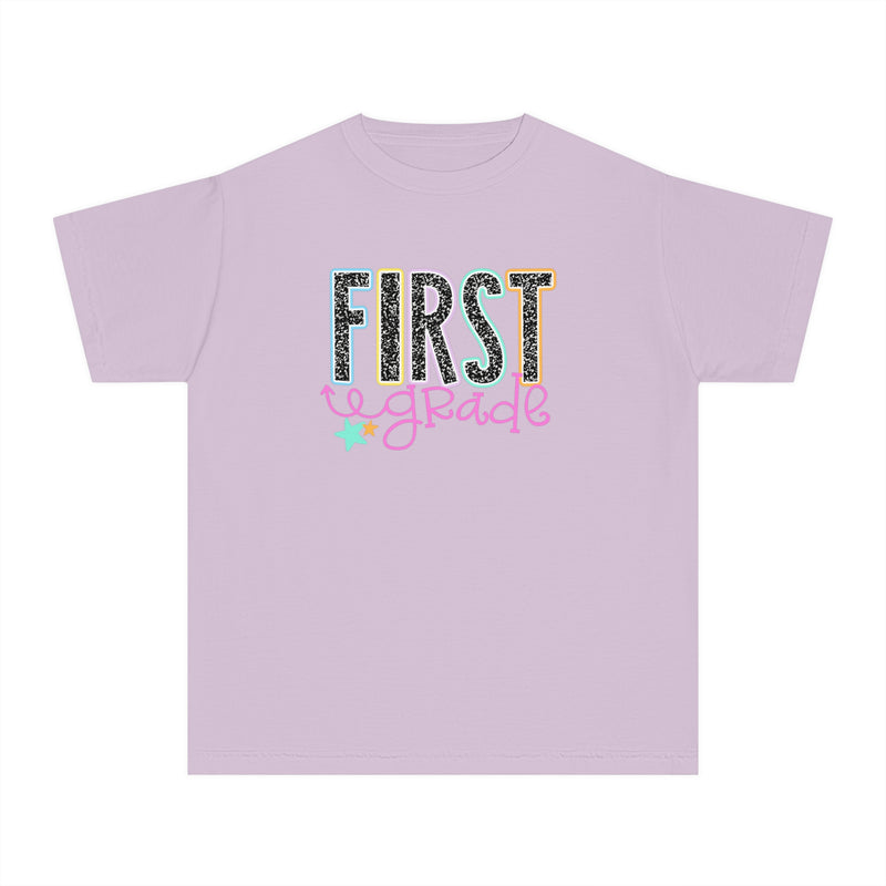 YOUTH First Grade Notebook Font Comfort Colors Tee