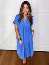 Mineral Wash Button Down Maxi in Denim Blue