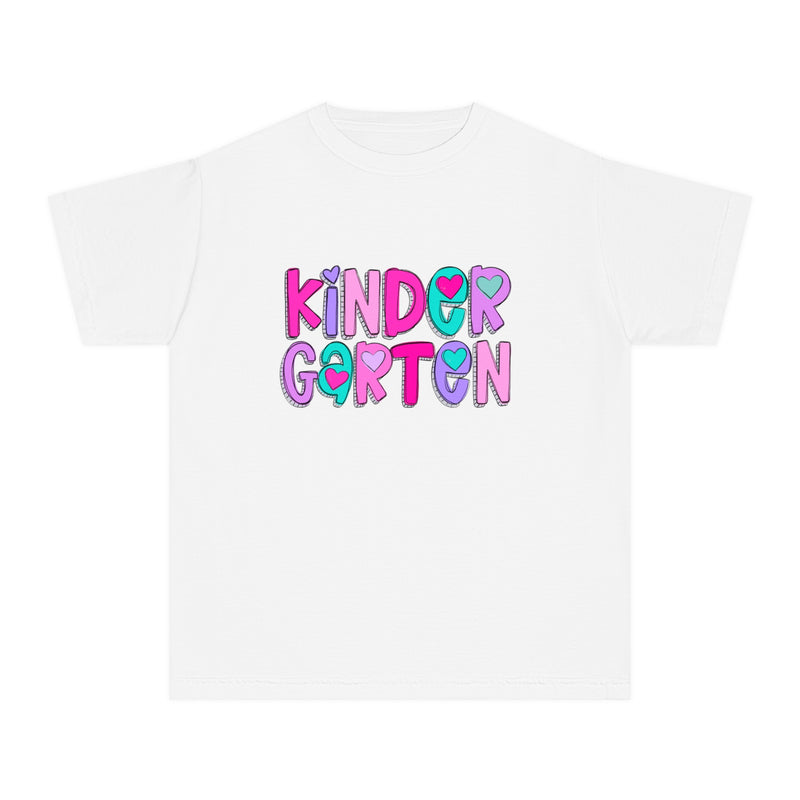 YOUTH Kindergarten Heart Font Comfort Colors Tee