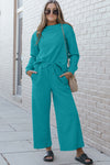 Dupe Textured Long Sleeve Top Pants Set