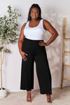 Smocked Waistband Wide Leg Pants with Pockets