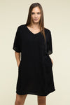 Woven Airflow V-Neck Dress