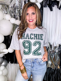 HACHIE '92 Boxy Crop Short Sleeve Sweatshirt in Ash Gray